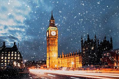 冬天的伦敦议会大厦