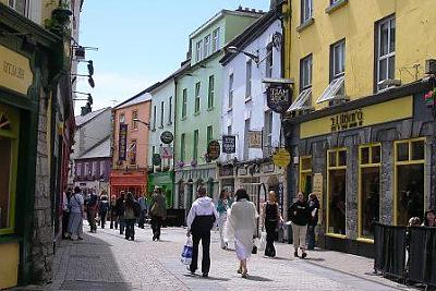View looking down the main shopping street in Galway
